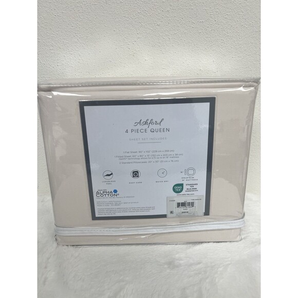 Ashford Solid 1500 Thread Count 4 Piece Queen Sand Sheet Set - Picture 2 of 2